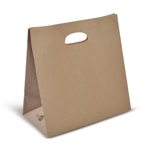 Paper Cut Handle Carry Bag Brown
