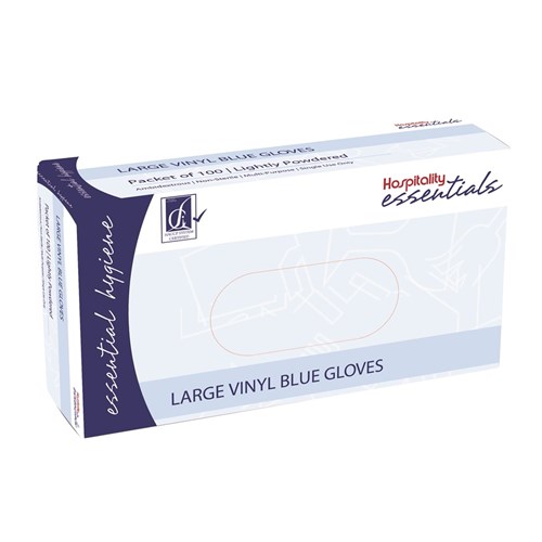 Essentials Collection [Powdered] Vinyl Gloves Extra Large - Blue