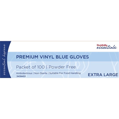Premium Vinyl Gloves Powder Free Blue XLarge