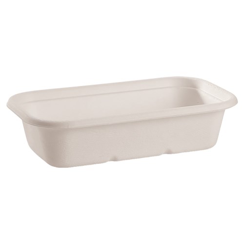 Biocane Takeaway Container Rectangle White 230x130x55mm 1000ml