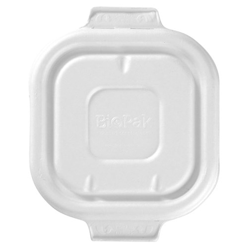 Biocane Takeaway Container Lid Square White Suits 280/630ml