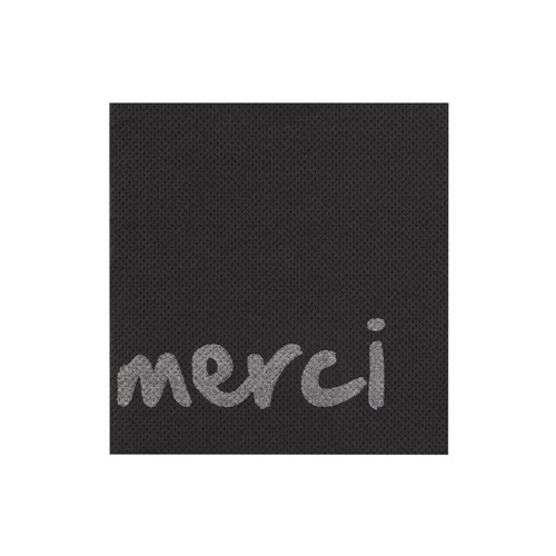Merci Quilted Paper Cocktail Napkin Black 1/4 Fold