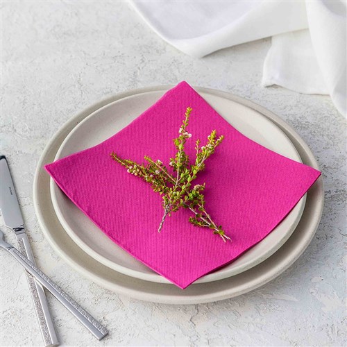 Lisah Quilted Paper Dinner Napkin Raspberry 1/4 Fold 380x380mm
