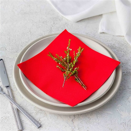 Lisah Quilted Paper Dinner Napkin Red 1/4 Fold 380x380mm