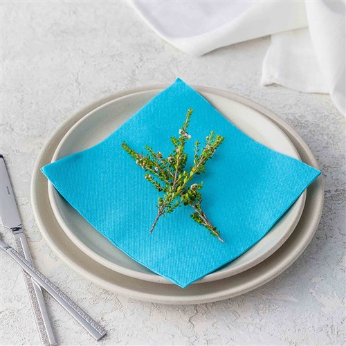 Lisah Quilted Paper Dinner Napkin Teal 1/4 Fold 380x380mm