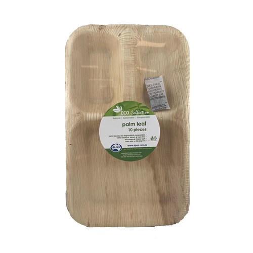 Palm Leaf 3 Compartments Rectangle Plate 50mm