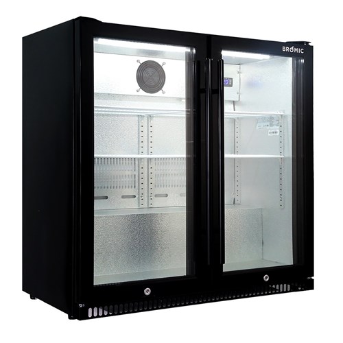 Bromic Undercounter  2 Glass Door Fridge Black 190L BB0200GD-NR