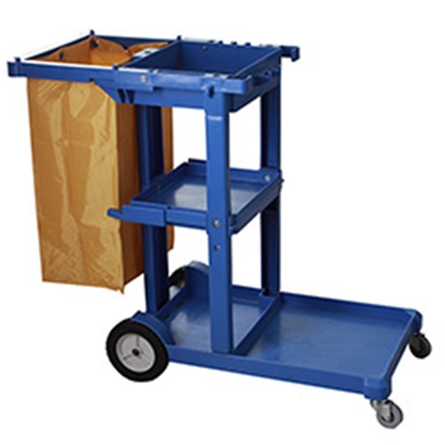 4448040 - Kleaning Essentials Plastic Janitor Cart Blue With Bag