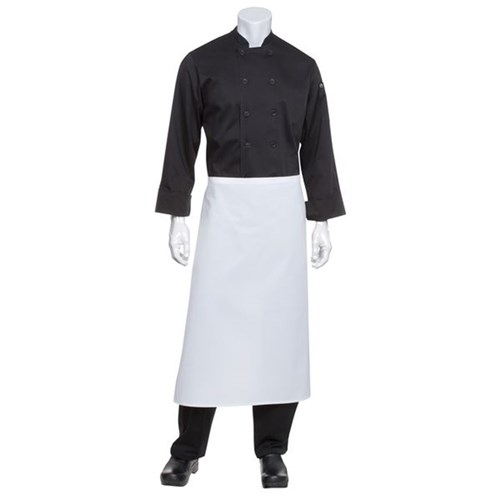 3/4 Tie In Front Bar Apron No Pocket White 840x710mm