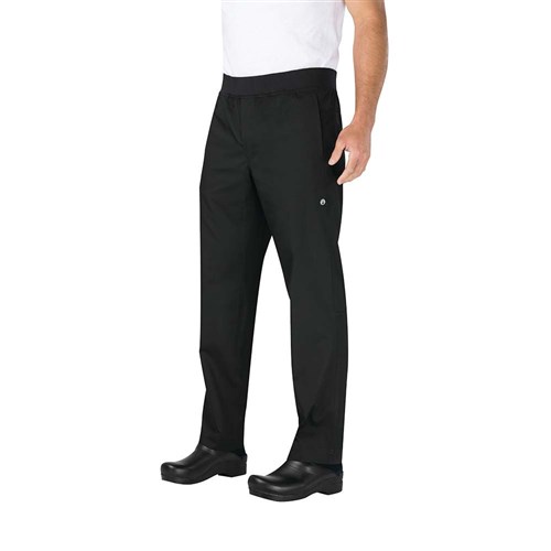 5484742 - Lightweight Slim Fit Men Chef Pants with Drawstring Black Medium