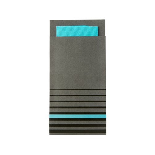 Isi Paper Cutlery Pouch Grey/ Teal 200x100mm