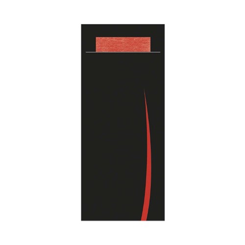 Bari Paper Cutlery Pouch Black/ Red 202x85mm