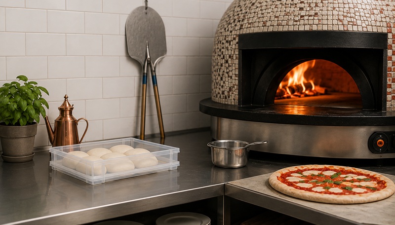 prepping pizza
