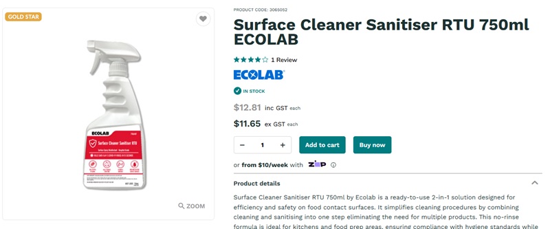 ecolab surface cleaner sanitiser